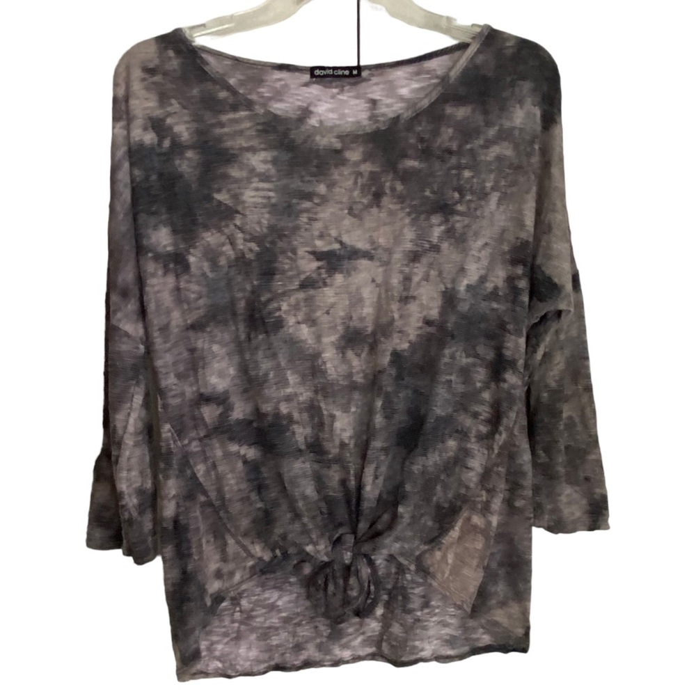 David Cline Crushed Front Hem Tie 3/4 Sleeves Size M